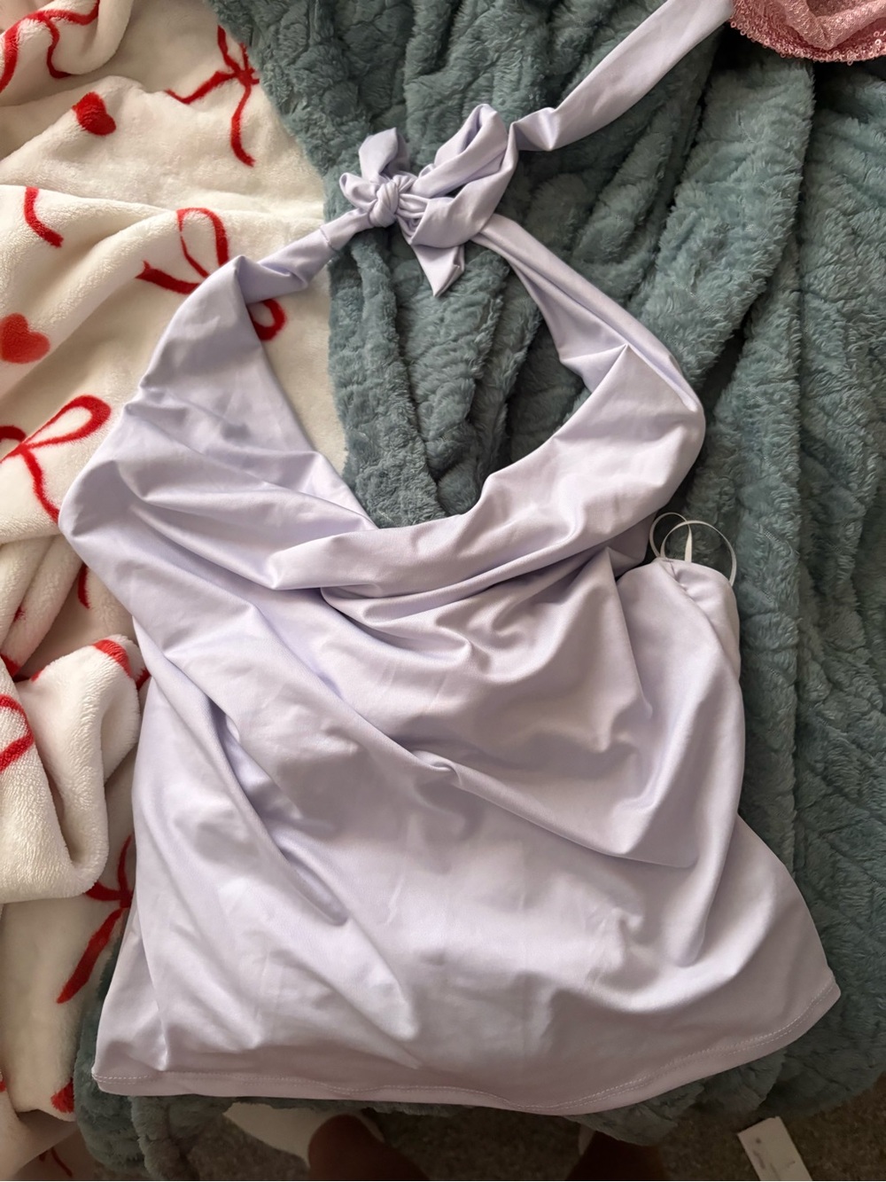 gaze Lilac Halter Cowl Neck Bandeau Top
